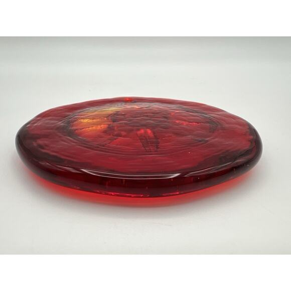 Blenko Ruby Red Amberina Art Glass Sunshine Suncatcher 3.5” Hanging Decor - Picture 10 of 10